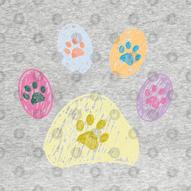 Colorful doodle paw prints symbol by GULSENGUNEL